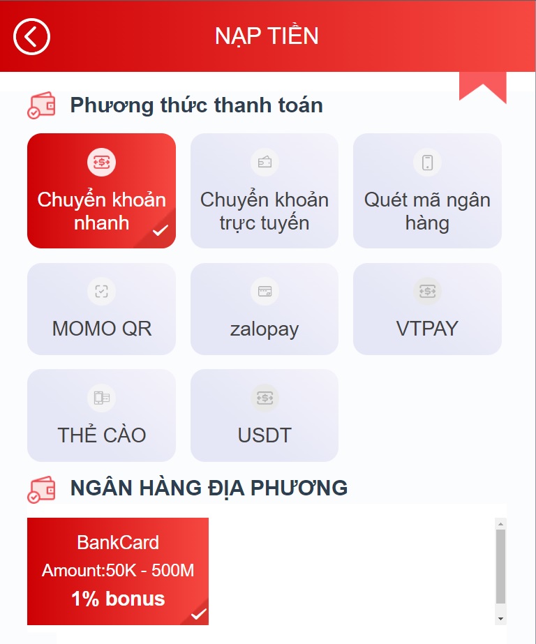 Nạp tiền 92lottery